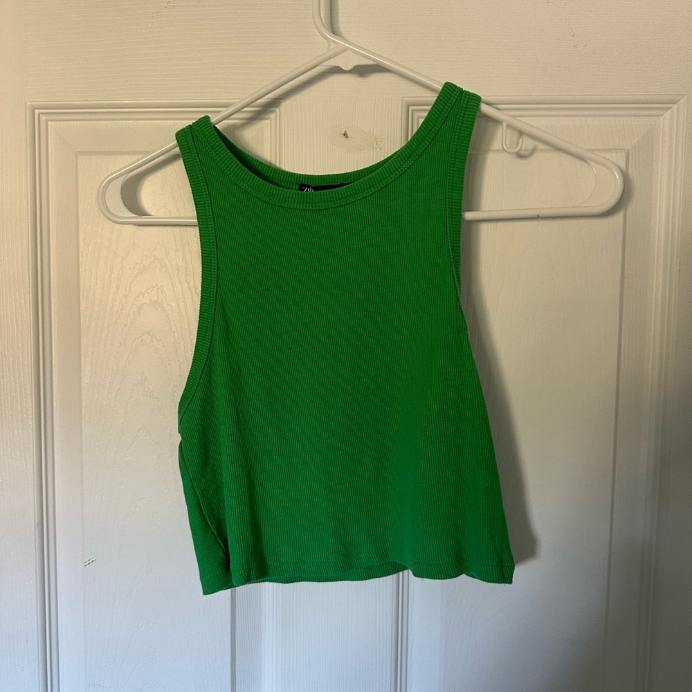 Zara  Green Knit Crop Top